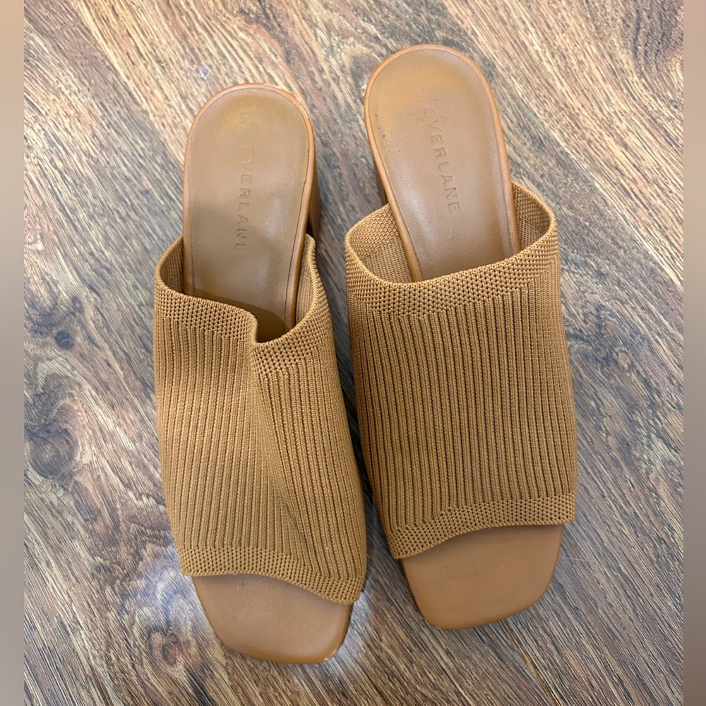 Brown Everlane mule heels
